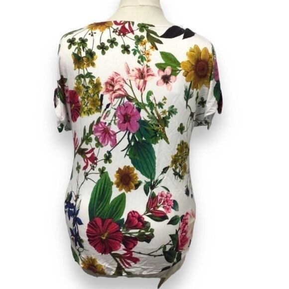 Calvin Klein Women’s Cold Shoulder Floral Top, White Floral, size S - Picture 4 of 8